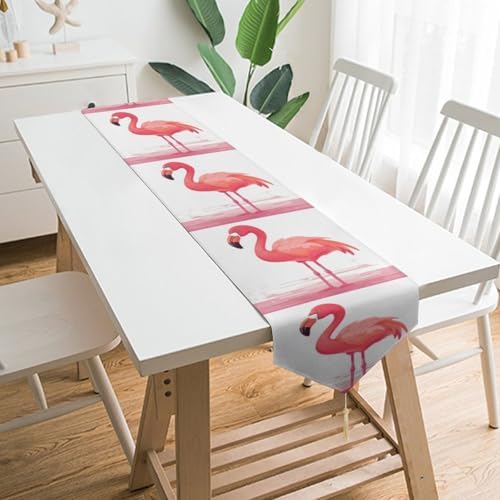 Cartoon Flamingo Table Runner Reusable Plush 178x33cm