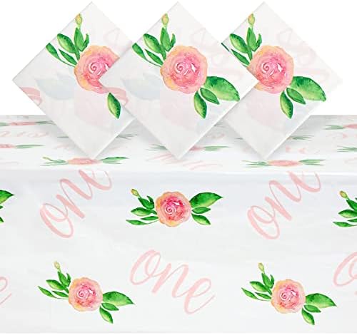 Juvale 3 Pack Girls 1st Birthday Tablecloths Floral Plastic Party Covers