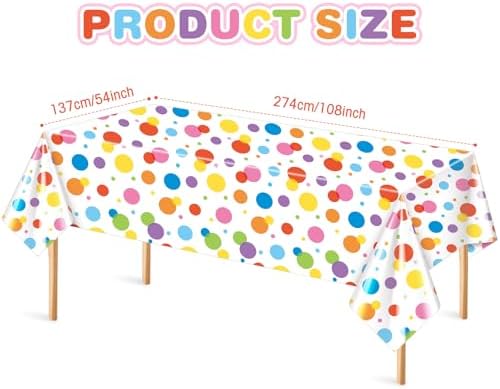 Oudain 108 x 54 Inch Polka Dot Plastic Tablecloth