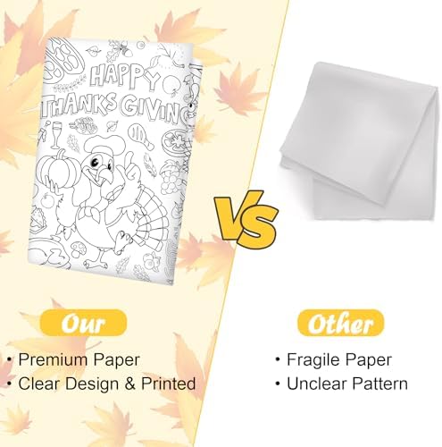 DIYASY Thanksgiving Coloring Tablecloth for Kids