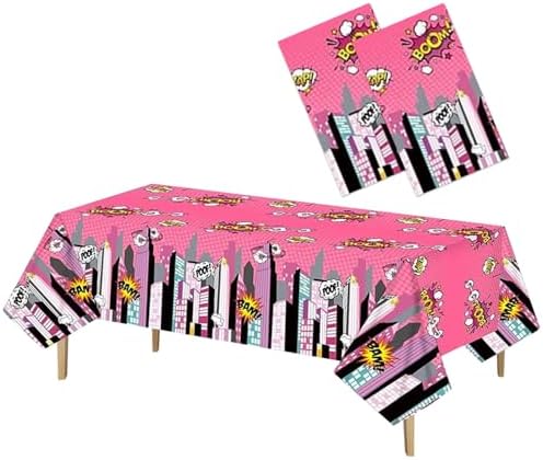 Superhero Plastic Tablecloth Pink 2 Pack