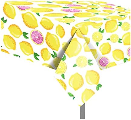 2-Pack Lemon Pattern Plastic Tablecloths 54x87 Inch Waterproof Summer Party Covers