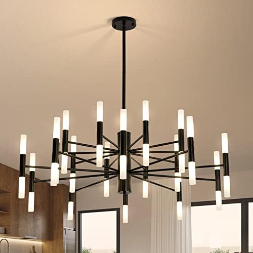 Black Farmhouse Chandelier with 40 Lights 393 Inch Round Industrial Pendant Light