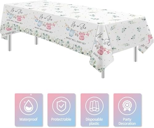 Gender Reveal Tablecloth Set 3 Pack Greenery Baby Clothes Theme