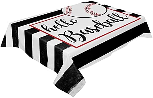 ZOE GARDEN Rectangle Tablecloth Waterproof Stainproof Black Geometric Stripe