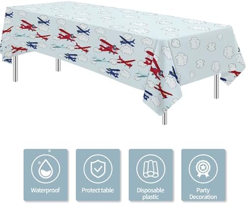 Airplane Party Decorations Tablecloth 3 Pack Disposable