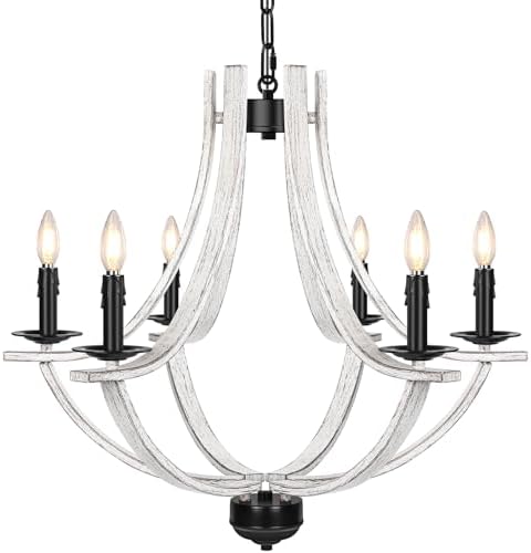 6-Light Farmhouse Chandelier with Adjustable Height
