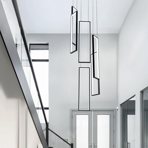 CHYING 6-Light Black LED Chandelier for High Ceilings