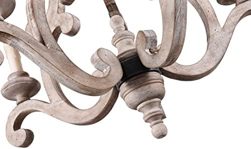 French Country 5-Light Wood Chandelier with Antique Finish