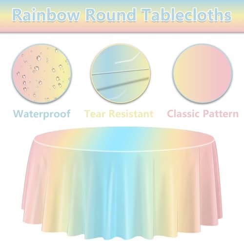 Rainbow Tablecloth 3 Pack 84in Round Party Use