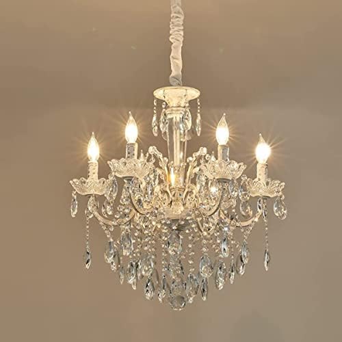 YLONG-ZS 6 Light Crystal Chandelier White Finish