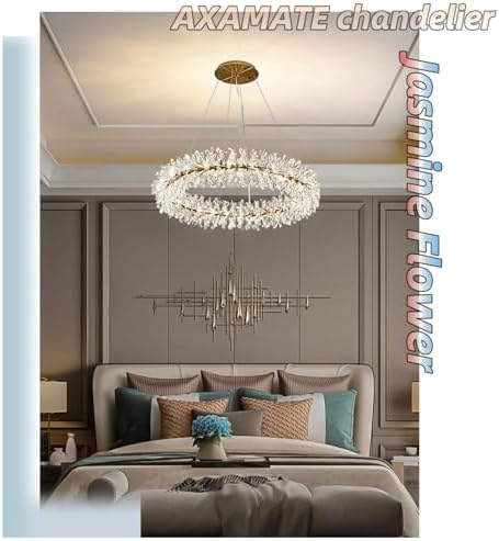 Modern Crystal Chandelier D24 Gold Ring Ceiling Light Fixture