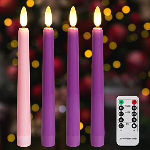 79 Inch Flameless Advent Candles Set of 4 3 Purple 1 Pink