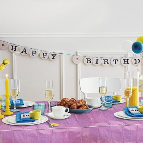 BOMSI Plastic Tablecloth 8ft Iridescent Laser Party Cover