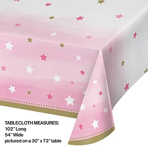Creative Converting One Little Star Girl Tablecover 54x102 Pink Gold Pack of 2