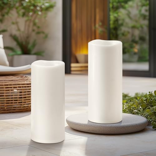 Yongmao 5x14 Inch Waterproof Flameless Candles Set of 2 with Remote and Timer