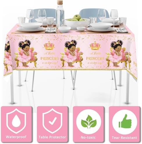 Yuzioey 3 Pack Princess Tablecloths - Royal Pink Baby Shower Decorations