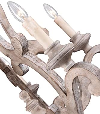 French Country 5-Light Wood Chandelier with Antique Finish