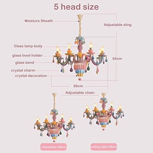 Colorful Crystal Chandelier Light for Girls Bedroom