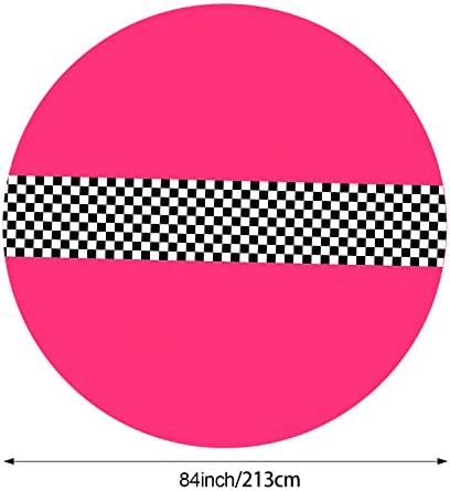 Oudain Cars Birthday Tablecloths - 3pcs Pink Checkered Round Cloth