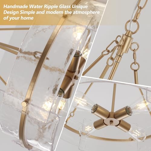 Modern Gold Glass Chandelier for Dining Room and Living Space
