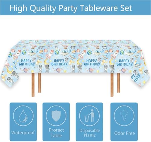3 Pack Outer Space Birthday Tablecloths for Boy Baby Shower