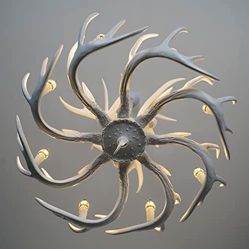 Resin Antler Chandelier Two Tier Farmhouse Pendant Light in White