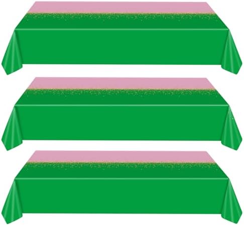 3 Pack Plastic Table Cloth 54x108 Durable Pink Green Table Covers