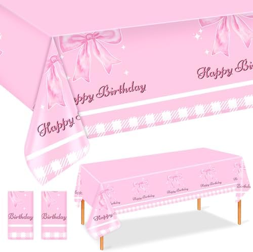 2pcs Coquette Pink Bow Tablecloth 9x45ft