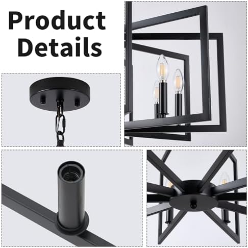 Black Chandelier Dining Room 10 Light Modern Industrial Metal