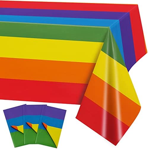 PHOGARY Rainbow Table Covers 3 Pack for Party Decor