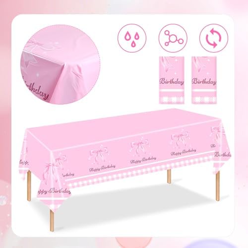 2pcs Coquette Pink Bow Tablecloth 9x45ft