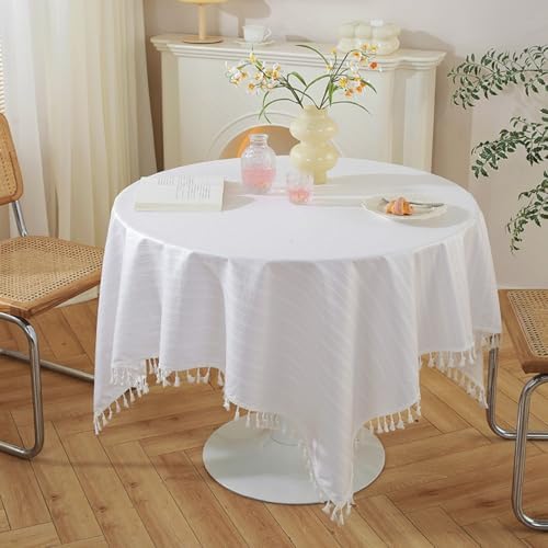 Kids Table Cloth 79x55 Inch White Floral Lace Design