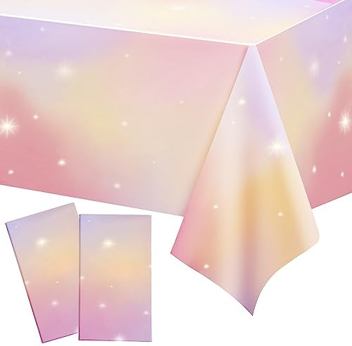 Geanlian Rainbow Tablecloth 2 PCS Decor for Birthday Party