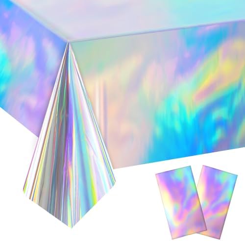 2 Pcs Iridescent Tablecloths 54x108 Party Covers