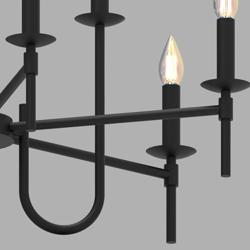 Farmhouse Black Chandelier with 9 LED Lights