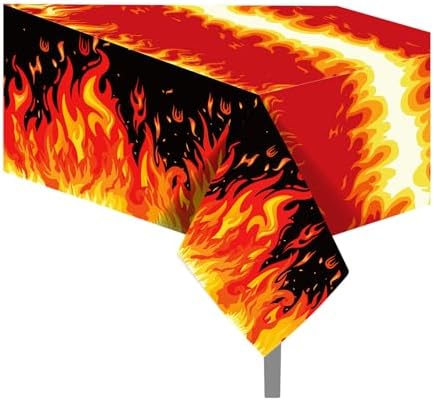 2-Pack Flame Tablecloths - 512x866 Fire-Themed Plastic Covers for Parties