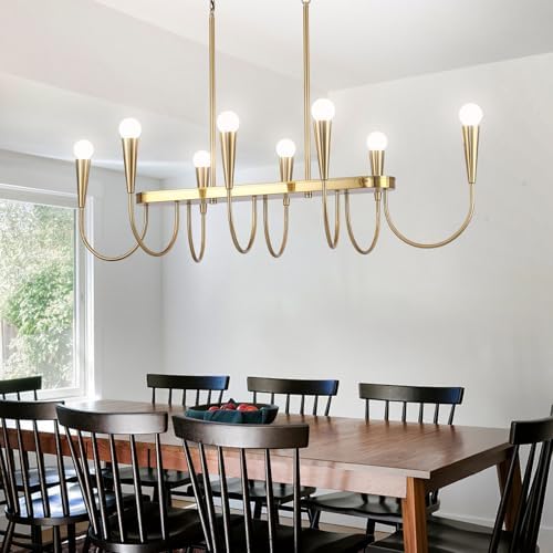 Modern Farmhouse 8-Light Gold Chandelier for Dining Room
