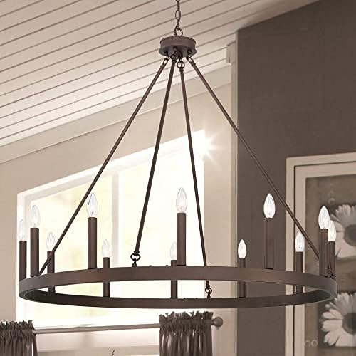 Vanity Art 12 Lights Wagon Wheel Chandelier Farmhouse Ceiling Light