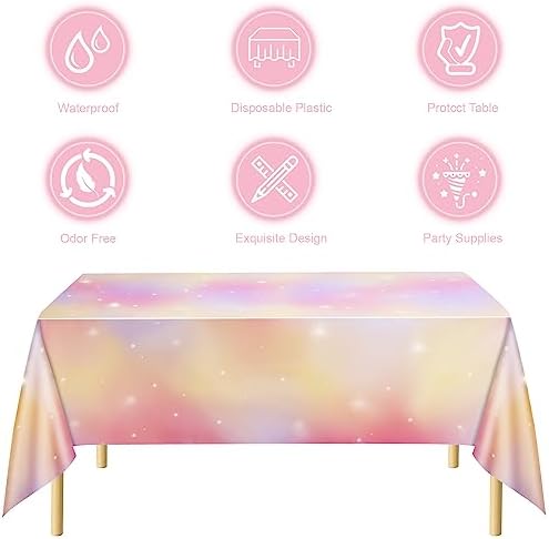 Geanlian Rainbow Tablecloth 2 PCS Decor for Birthday Party