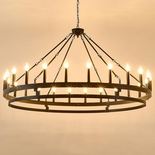 53 Inch Wagon Wheel Chandelier 24 Light Farmhouse