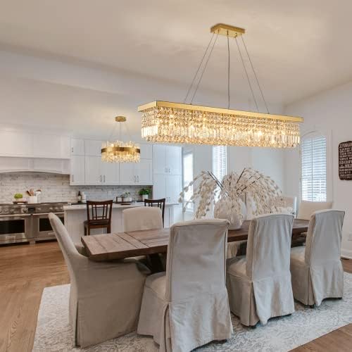 Siljoy Gold Raindrop Chandelier Luxury Large Rectangle Flush Mount Ceiling Light