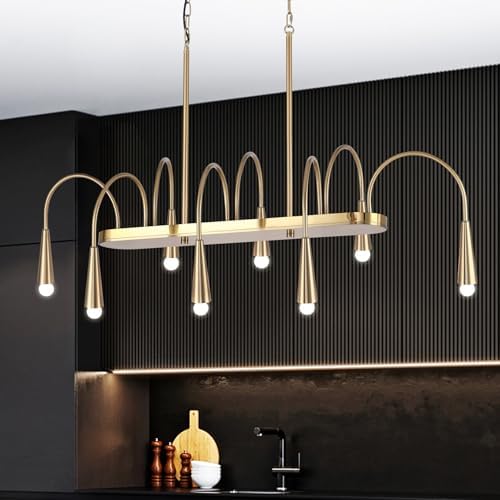 Modern Farmhouse 8-Light Gold Chandelier for Dining Room