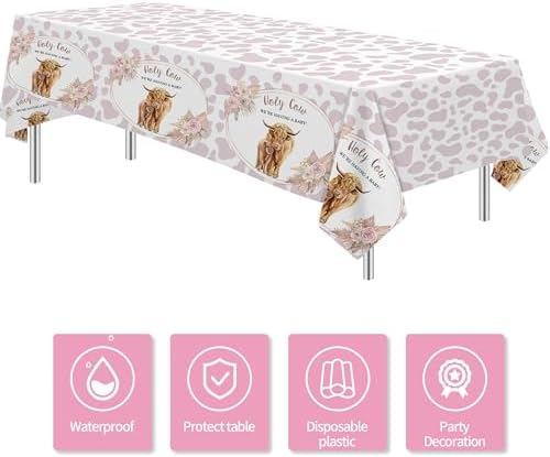 Highland Cow Baby Shower Decorations Tablecloth 3 Pack