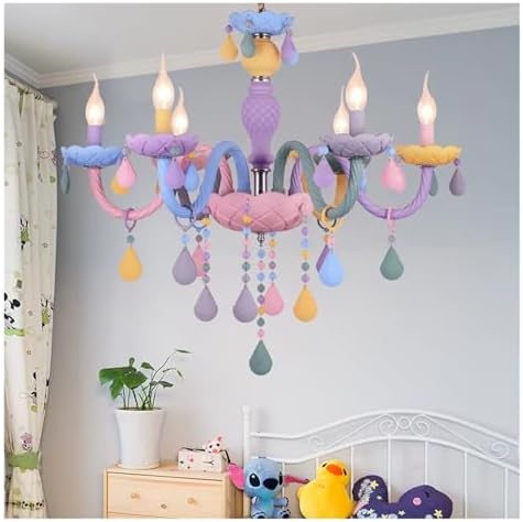 Modern Romantic Rainbow Crystal Chandelier for Kids Bedroom