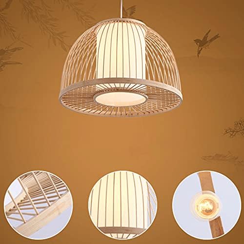 Semi-Circular Bamboo Rattan Chandelier Pendant Light 35cm Adjustable