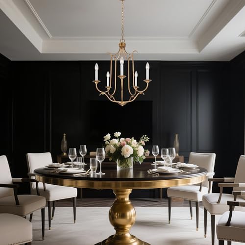 KSANA 5 Light Gold Chandelier Dining Room Fixture