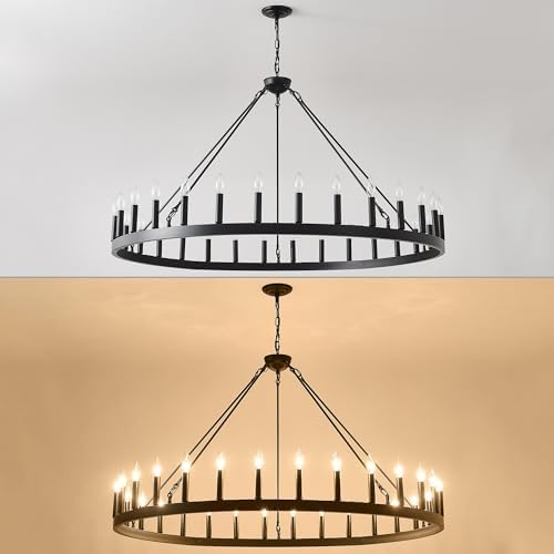 53 Inch 30 Light Farmhouse Wagon Wheel Chandelier