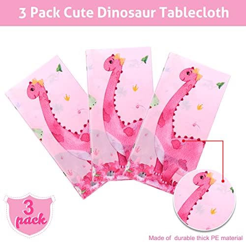 Irenare 3 Piece Pink Dinosaur Tablecloths