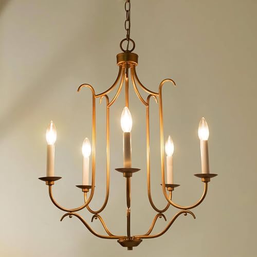 KSANA 5 Light Gold Chandelier Dining Room Fixture